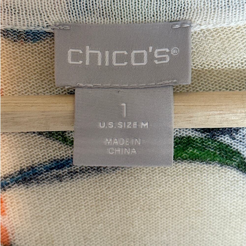 Chico’s The Everyday Cardigan Sweater Floral Print Sz 1 = M Long Sleeves Arsty - Picture 6 of 12